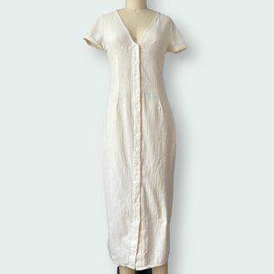 Linen Style Button Down Maxi Dress